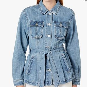 Blank NYC Tie Denim Jacket Left On Read Pre-Wash Blue NWT